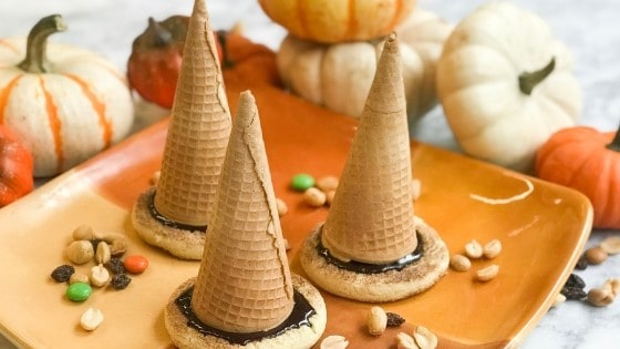Witch Hat Cookies with pumpkins